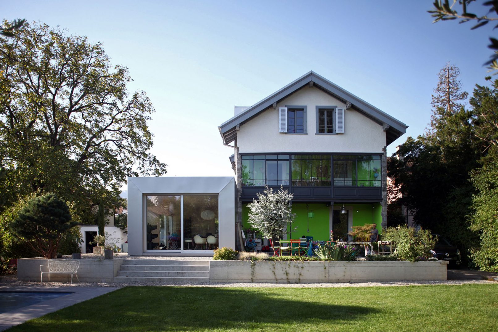 Extension d'une maison à Genève, architecture moderne par l'atelier Siebold Architectes à Genève