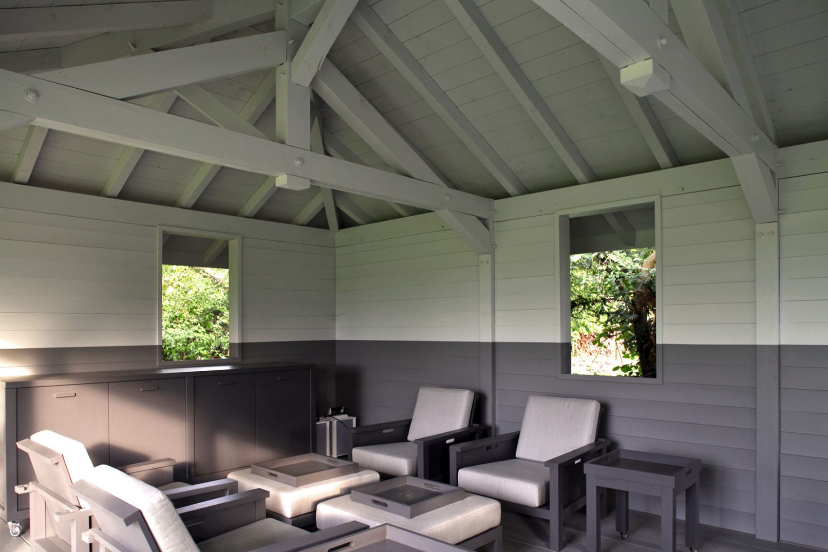 Pavillon d'été construction en bois projet d'inspiration des constructions des pays d'océanie