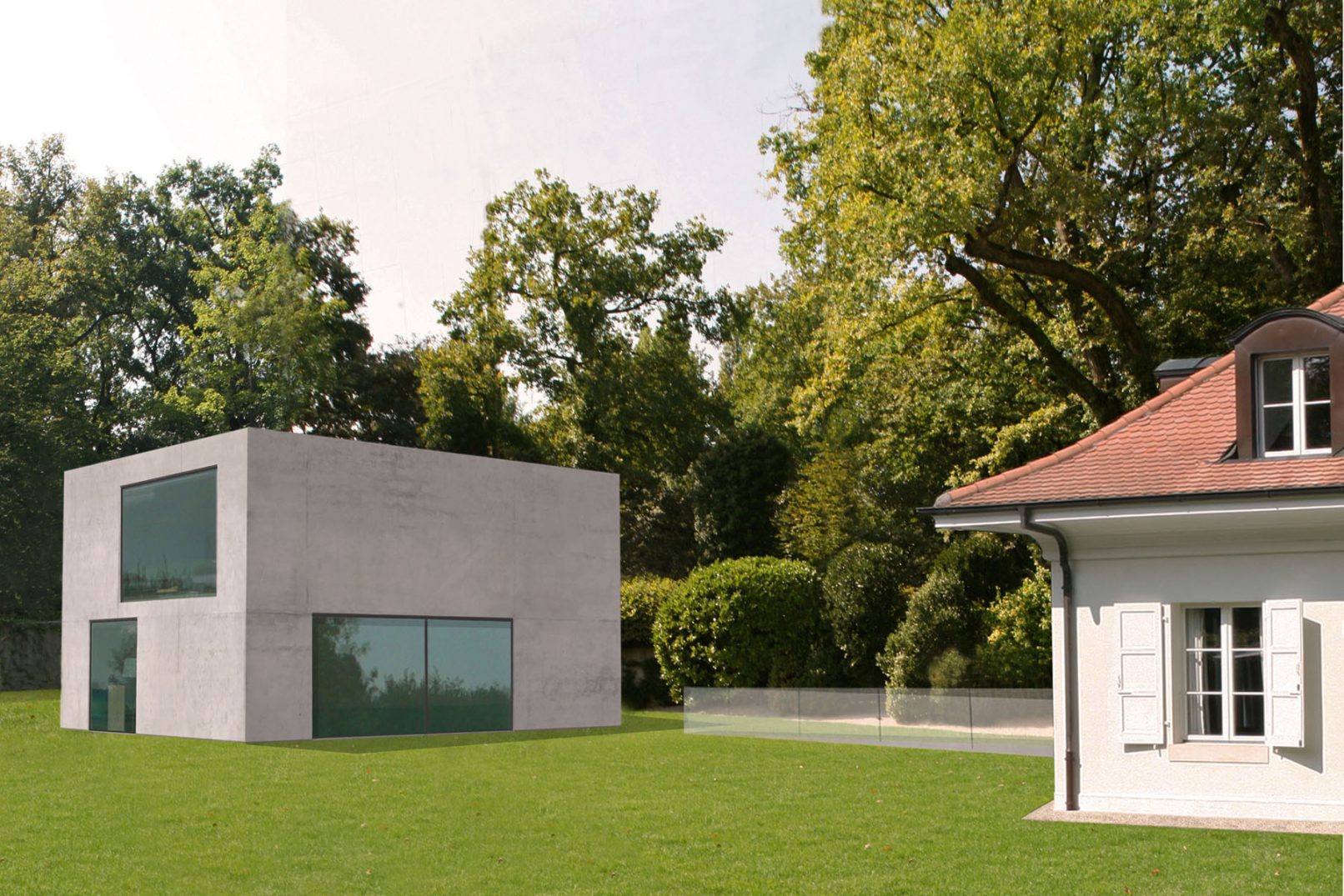 Maison, villa moderne contemporaine à Genève par l'atelier Siebold Architectes et galerie d'art moderne rive droite