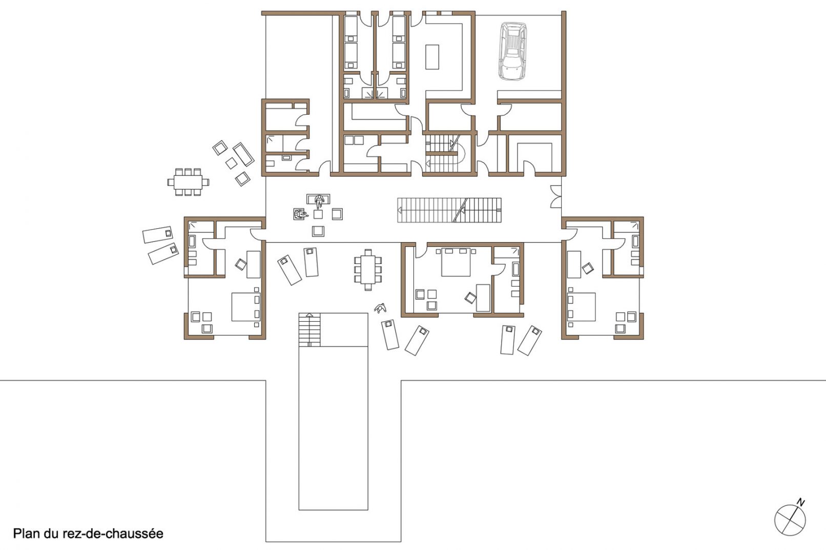 Plan pour une villa neuve à Marrakech par l'atelier Siebold Architectes de Genève