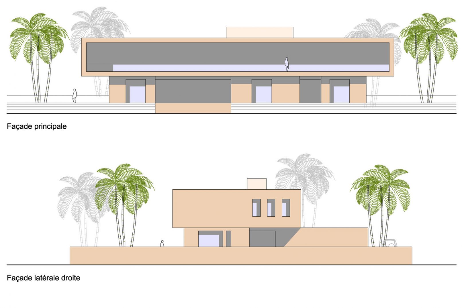 Conception d'une villa par l'architecte Boris Siebold de Genève à Marrakech au Maroc. Villa de 4 chambres avec un espace loft au premier étage
