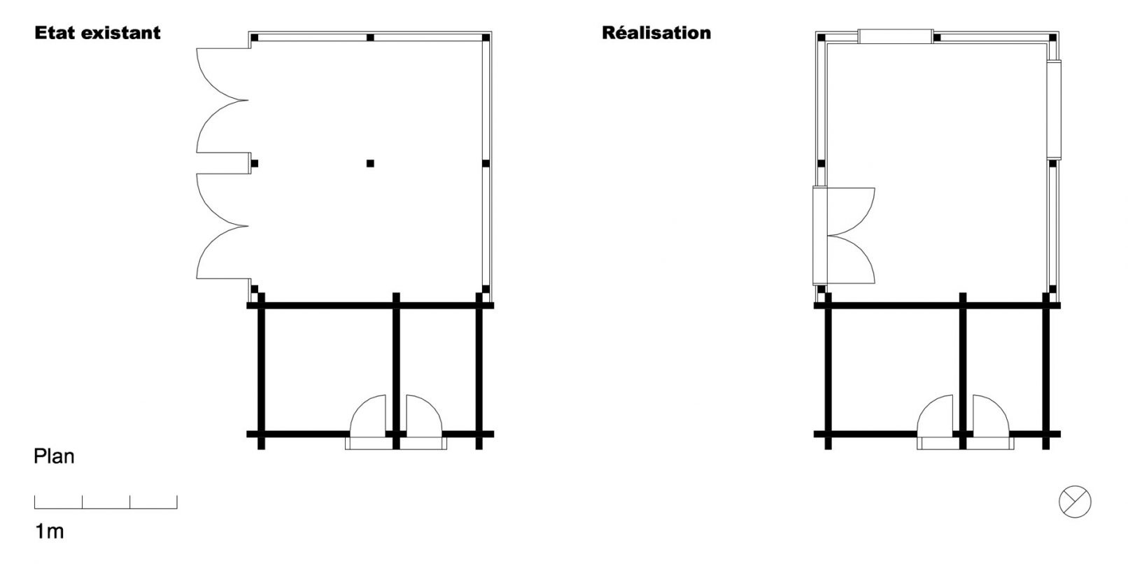 plan du projet de architecte Siebold de Genève aménagement, transformation, rénovation en atelier de peintre chalet à Céligny