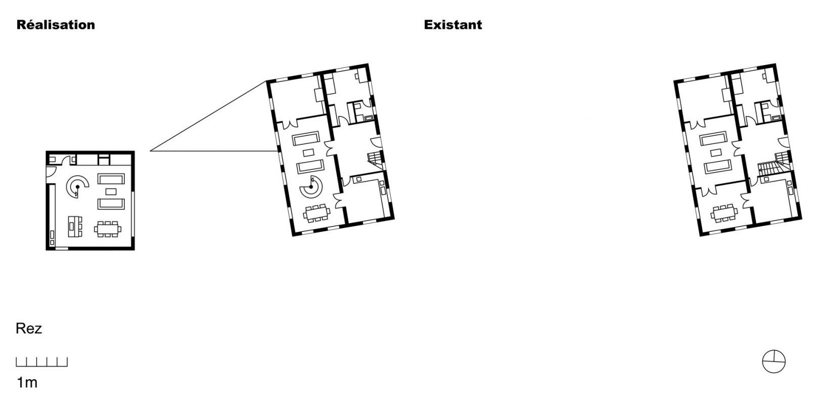 Plan premier étage d'une villa et maison d'architecte avec galerie d'art moderne en Suisse à Genève par Siebold architecte
