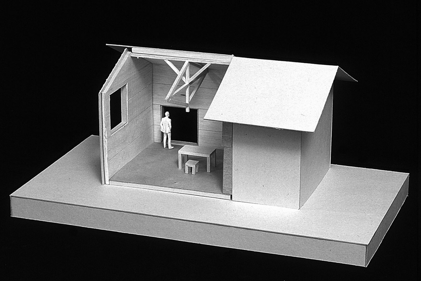 maquette du projet de architecte Siebold de Genève aménagement, transformation en atelier de peintre chalet à Céligny