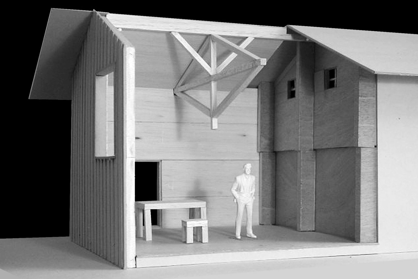 maquette du projet de architecte Siebold de Genève aménagement, rénovation en atelier de peintre chalet à Céligny