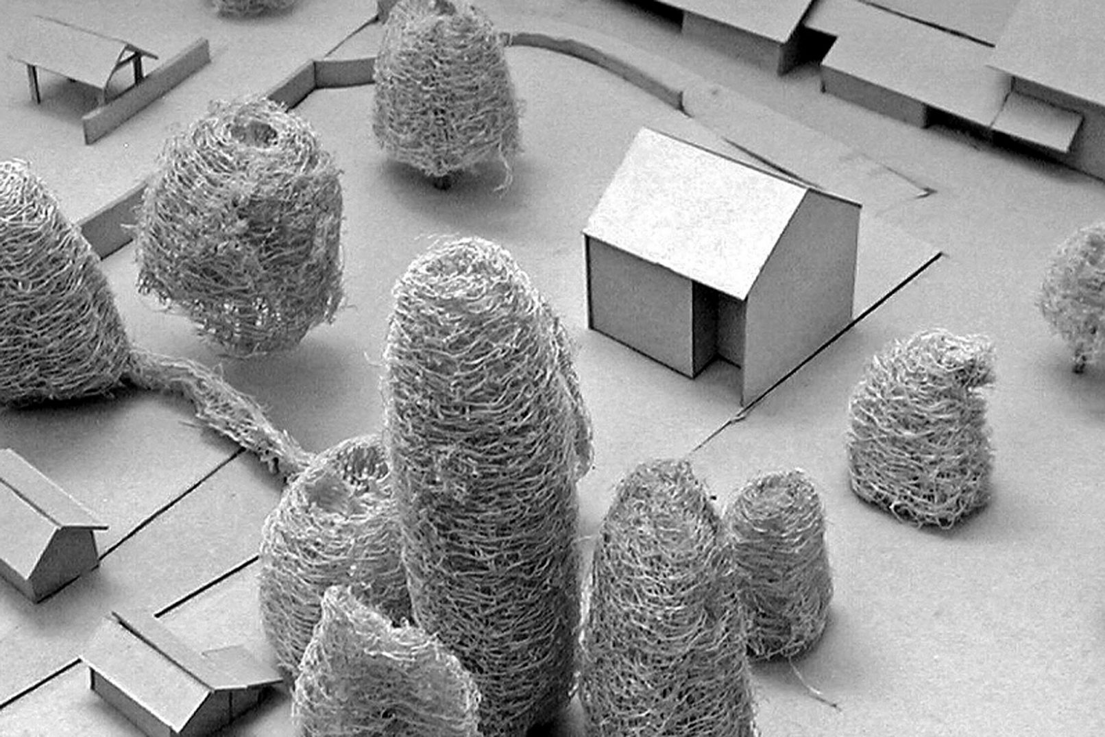 Maquette en carton d'un projet de villa à Saconnex à genève par l'atelier siebold architecte