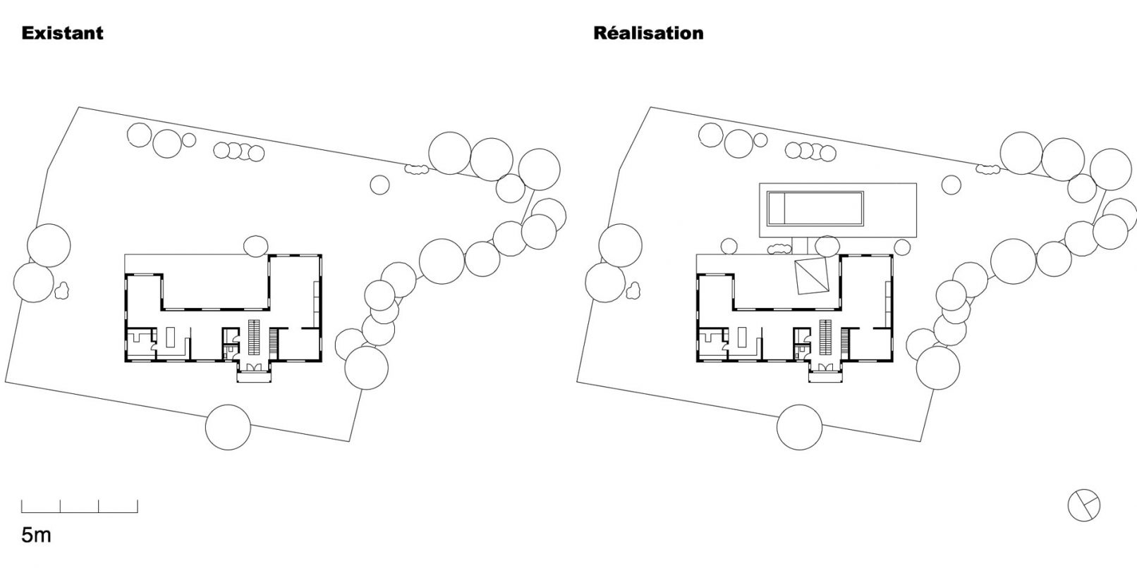 plan masse villa avec piscine à Genève par siebold architecte