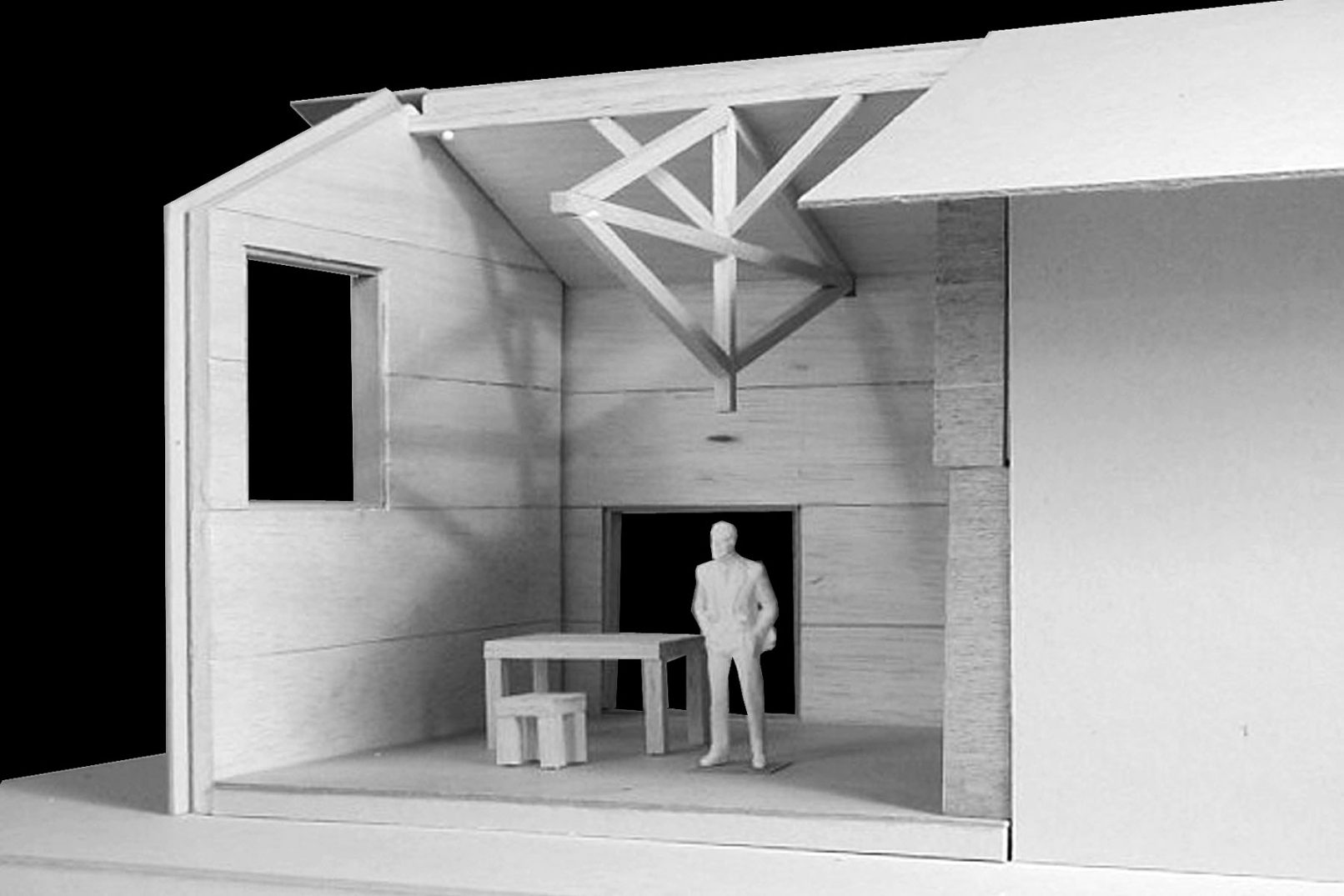 maquette du projet de architecte Siebold de Genève restauration, transformation en atelier de peintre chalet à Céligny