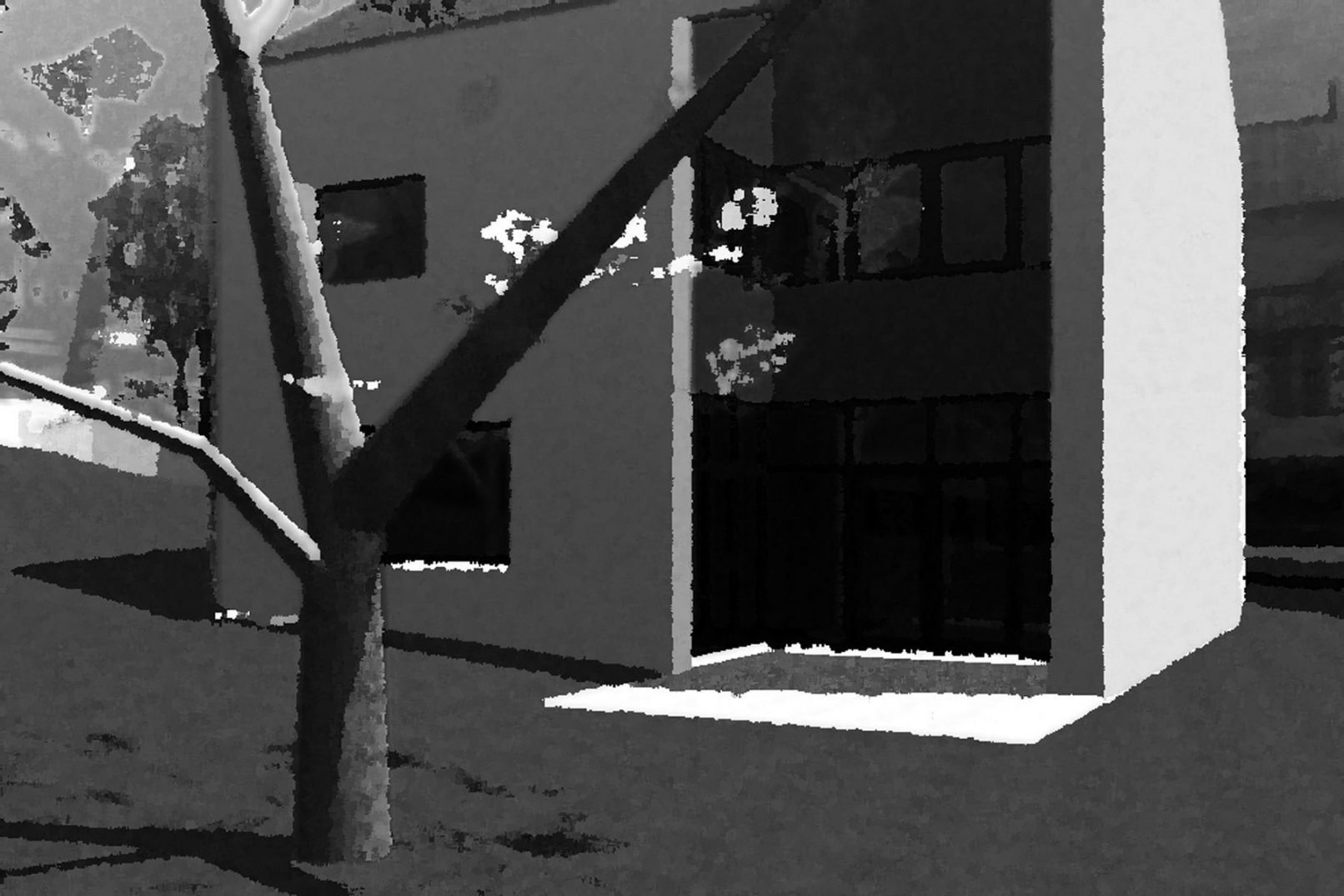 image de synthèse en noir et blanc d'une villa moderne à genève
