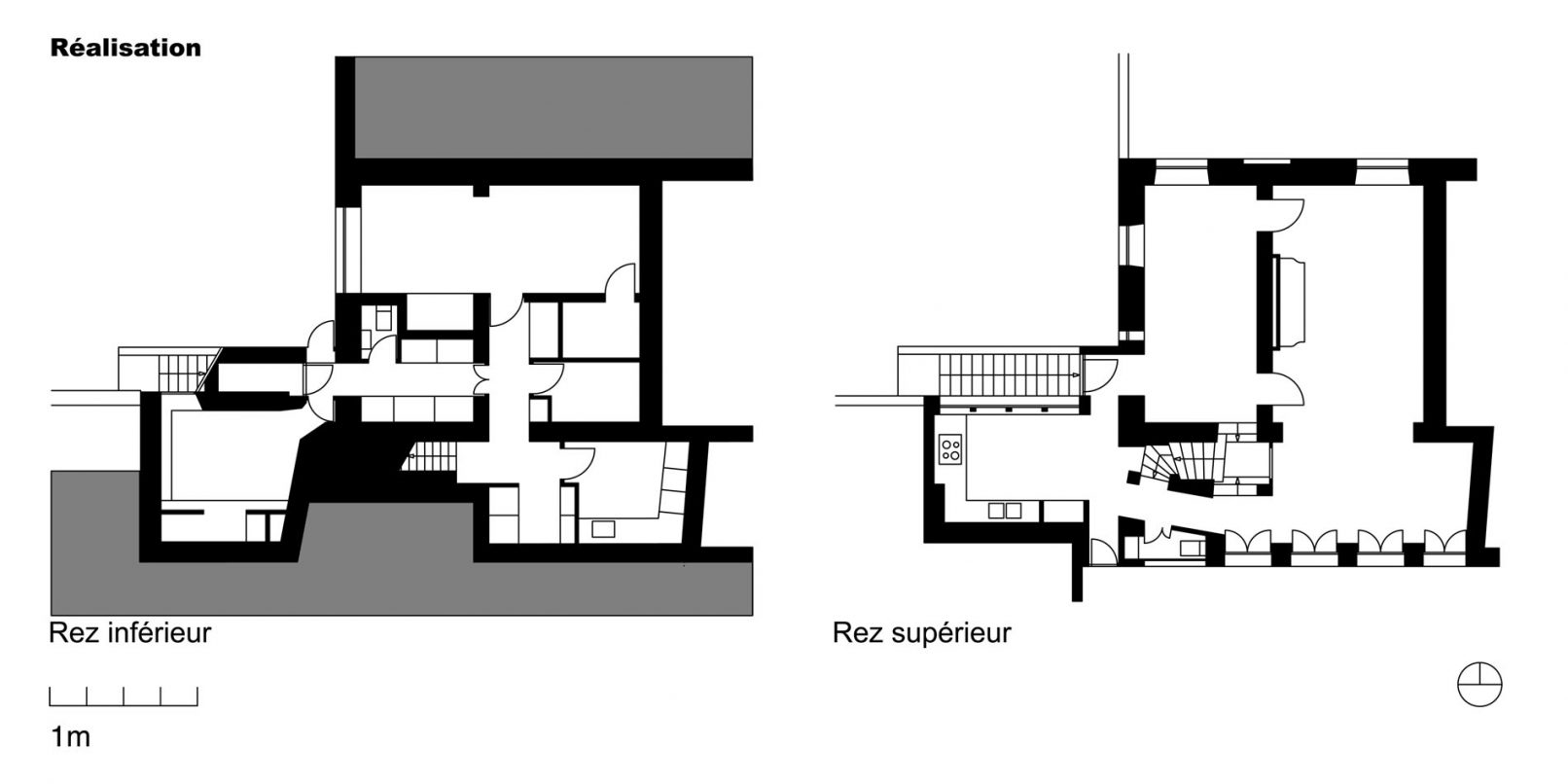 plans d'architecte du château des brouillards à paris rez-de-chaussée inférieur et supérieur