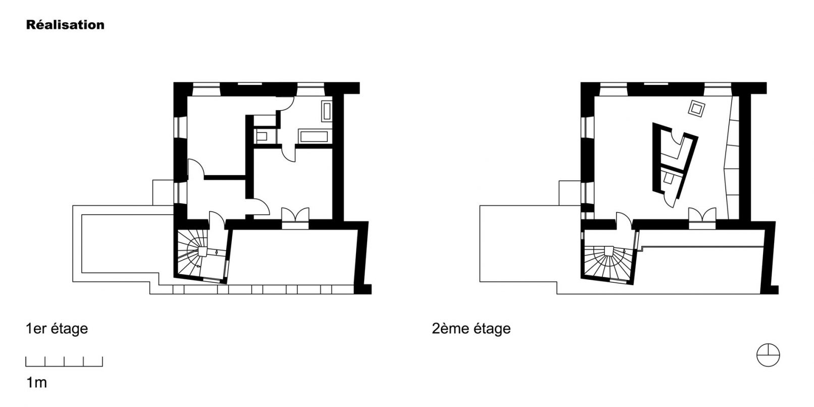 plans d'architecte du château des brouillards à paris premier étage et combles