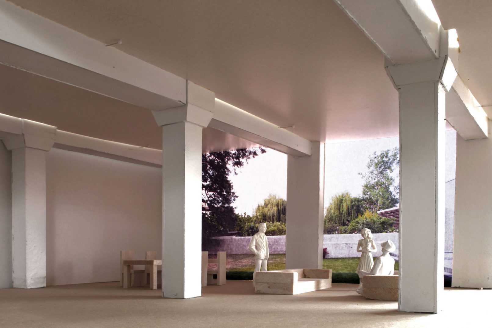 Maquette en carton de l'aménagement intérieur du projet de loft à Carouge, Genève rue Vautier par Siebold architecte Genève